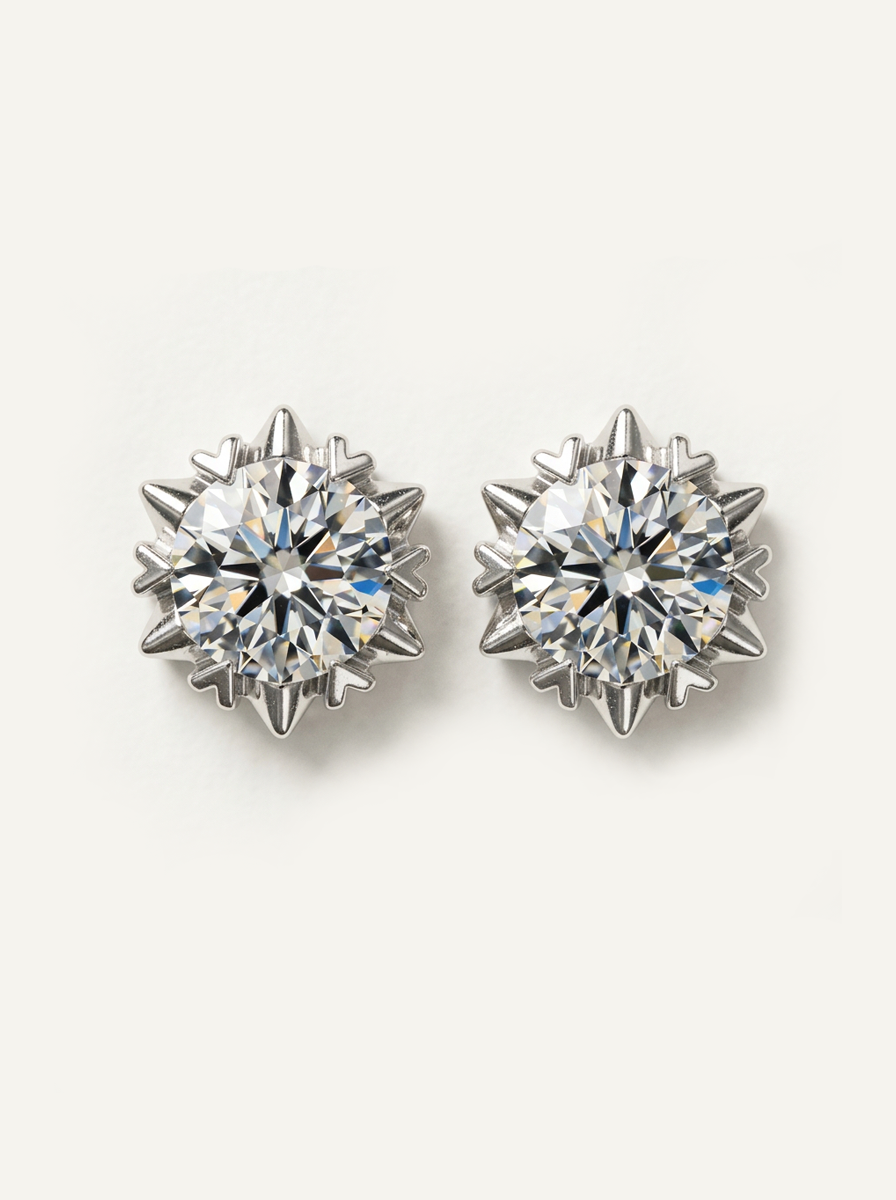 Schneeflocken Zirkonia Ohrstecker aus 925 Sterling Silber – Elegante Ohrringe