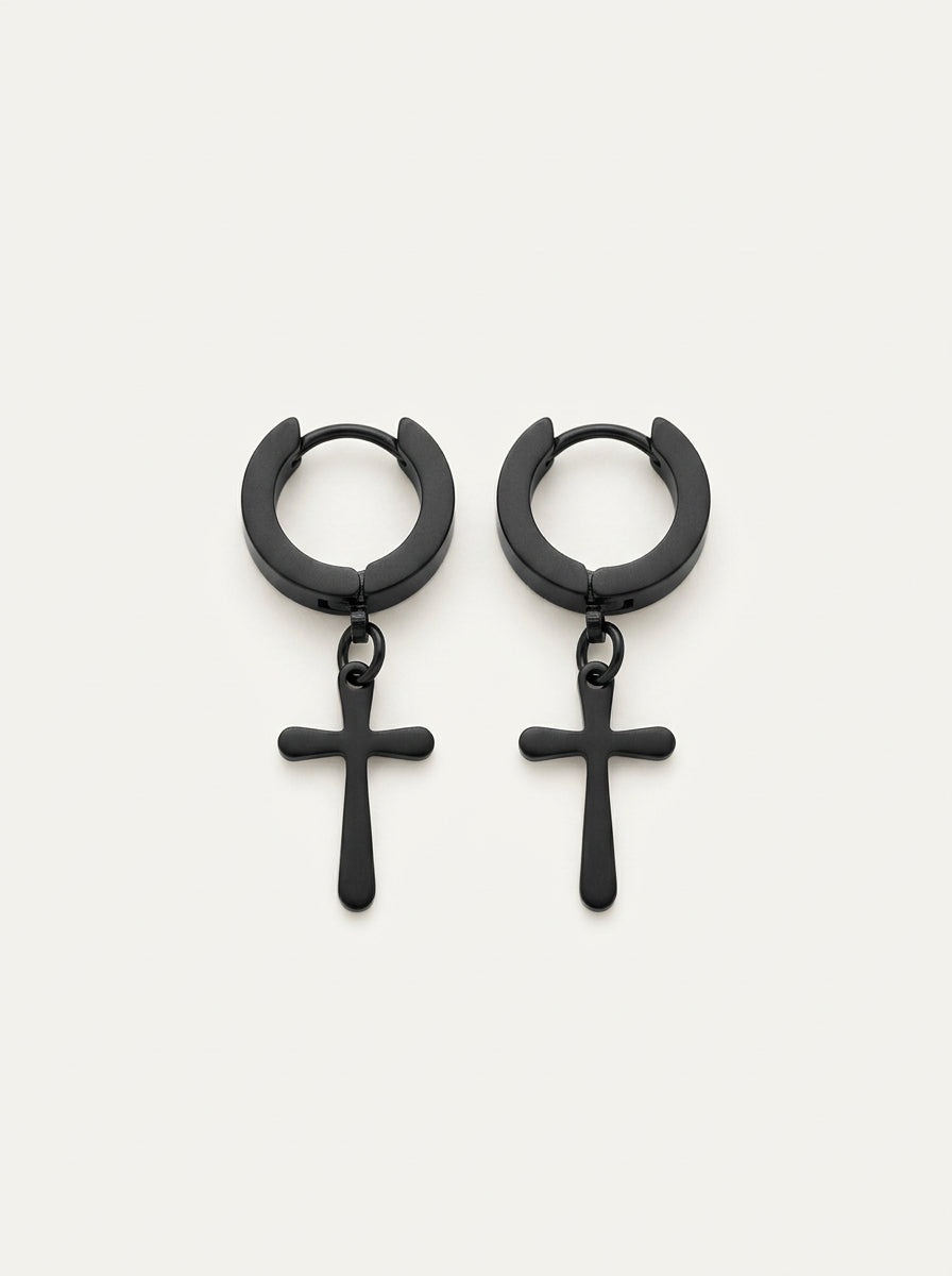 Rostfreie Stahl-Cross-Ohrringe – 4 mm, Gothic-Style, Unisex