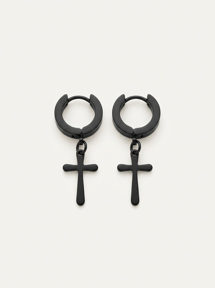 Rostfreie Stahl-Cross-Ohrringe – 4 mm, Gothic-Style, Unisex