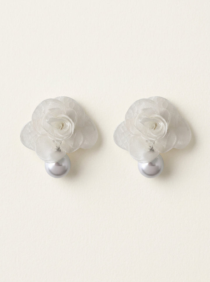 925 Sterling Silber Camellia Perlen Ohrstecker – Französisches Design