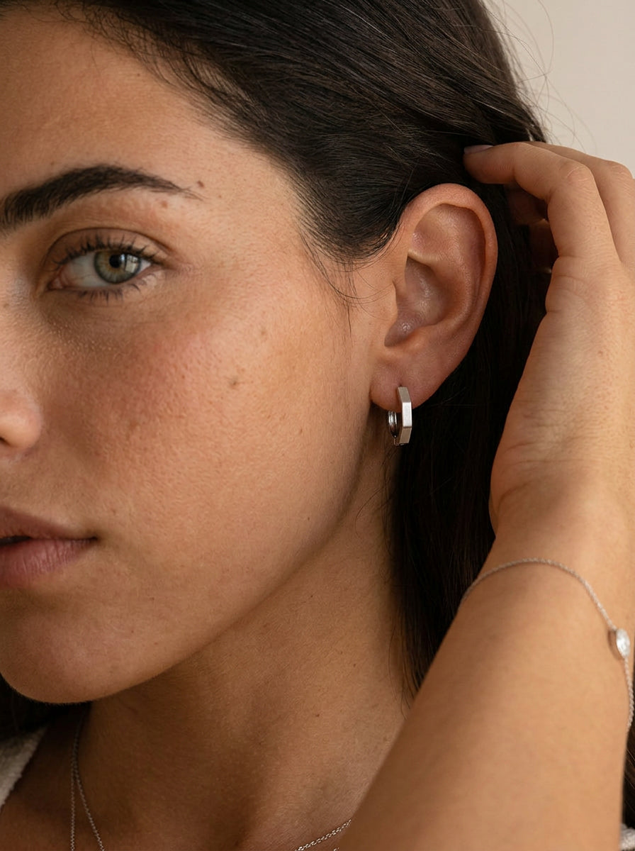 Ear Cuff Silber – Geometrische Titanstahl Ohrmanschette Damen
