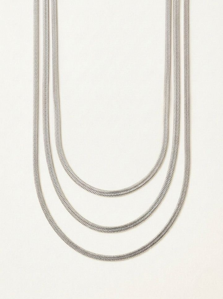 Dreifach-Layer Halskette aus Titanstahl – Minimalistische Kette Stahlfarben