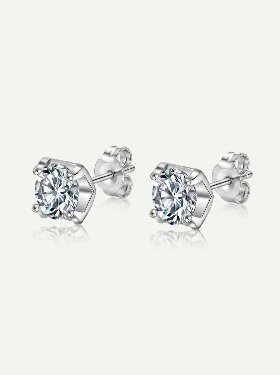 Geometrische Zirkonia-Ohrstecker aus 925er Sterlingsilber – Minimalistische Ohrringe
