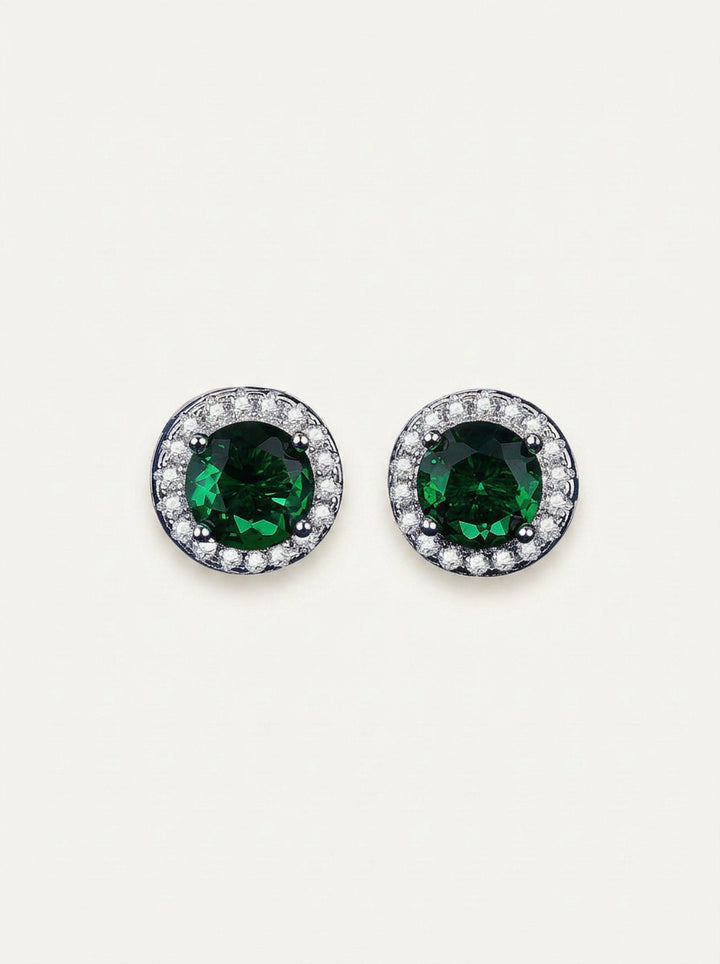 Grüne Zirkonia Ohrstecker aus 925 Sterling Silber – Runde elegante Ohrringe