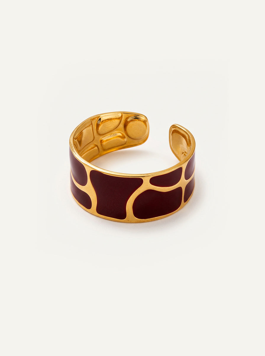 Roter ANVIA Ring – 18K Gold plattiert mit Emaille und Marmor-Optik