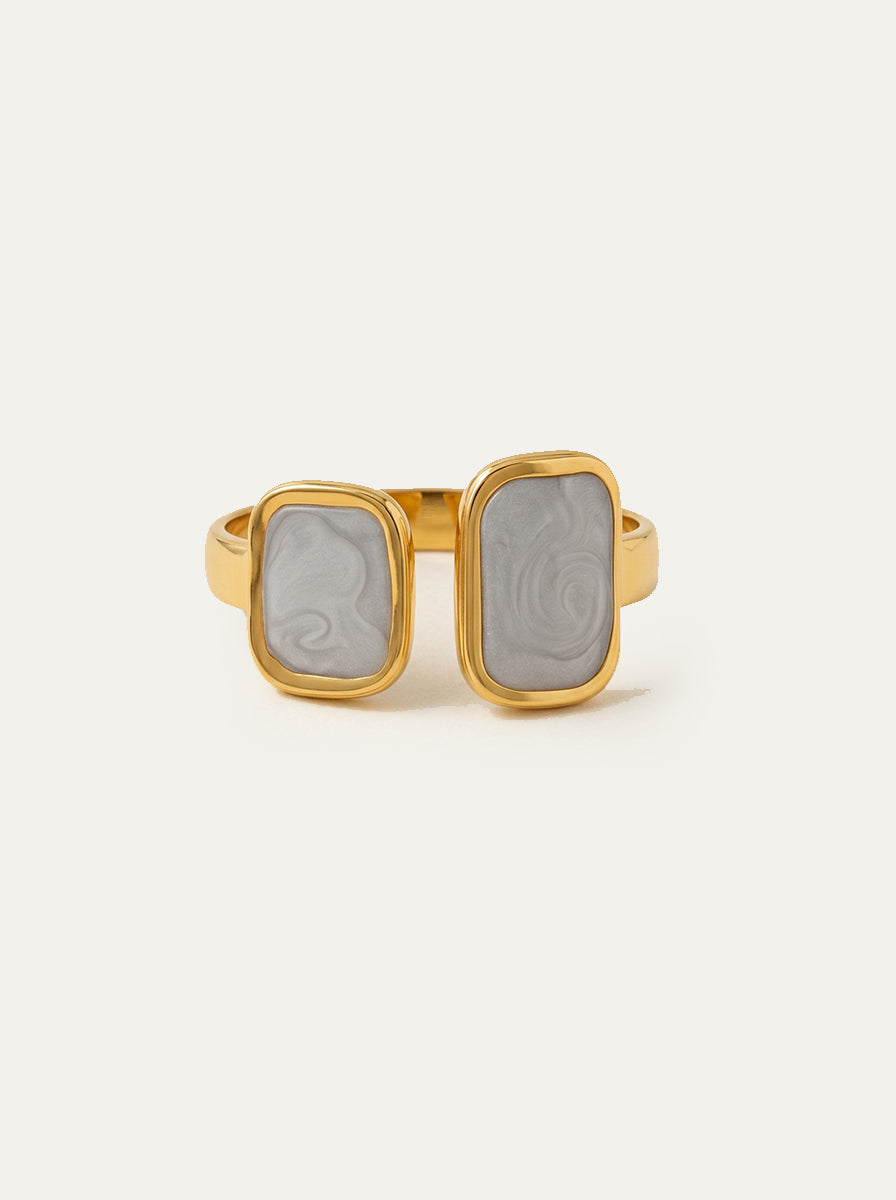 Minimalistischer Ring – Edelstahl vergoldet mit Emaille-Effekt