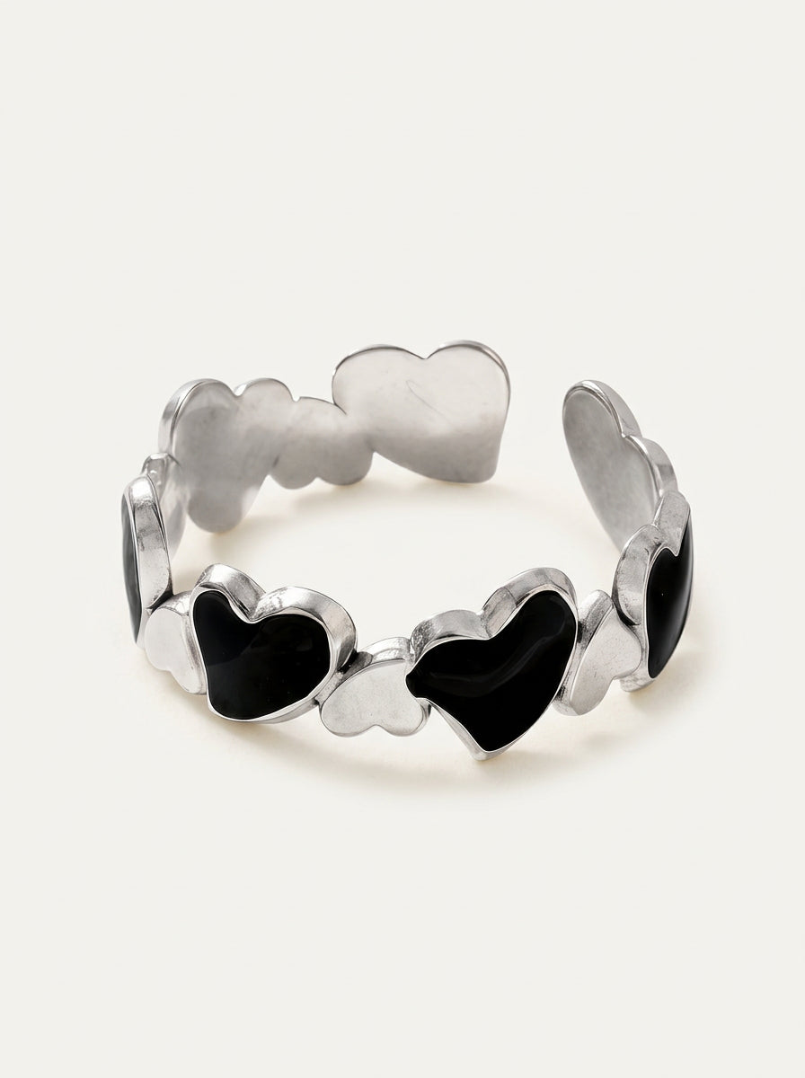 Herz-Ring – 18K Gold plattiert mit Emaille und Marmor-Optik, elegantes Design