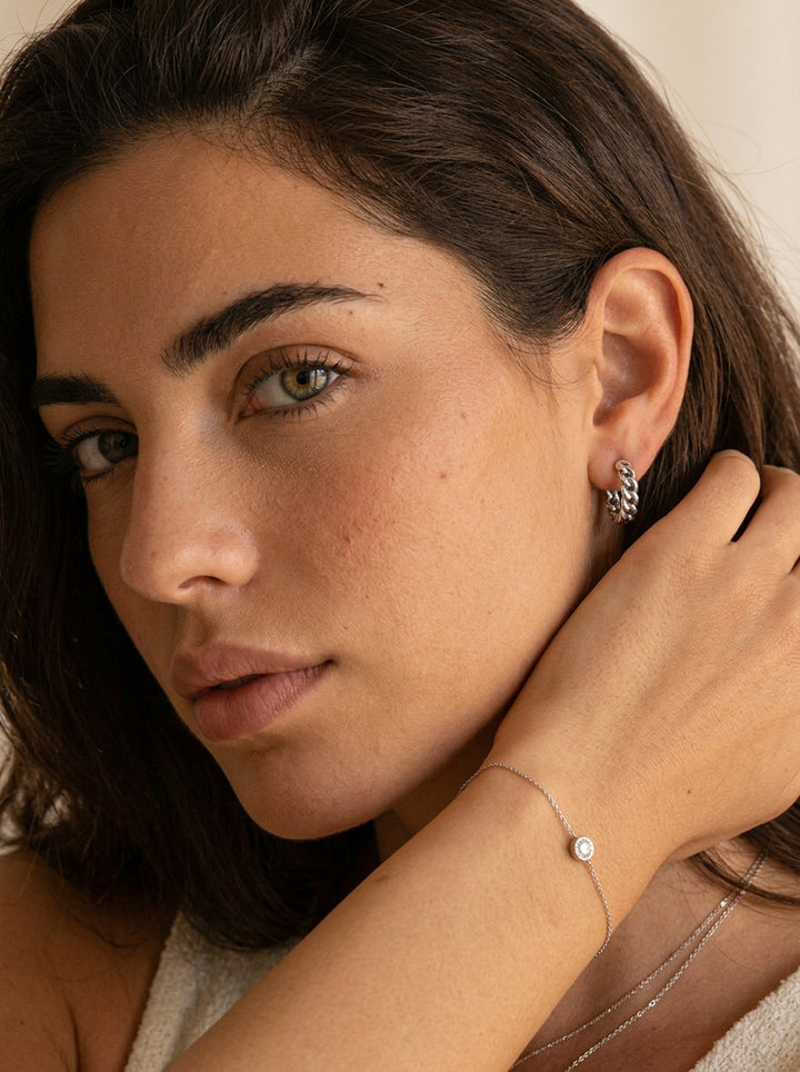 Minimalistischer Ear Cuff – Titanstahl Ohrmanschette Silber
