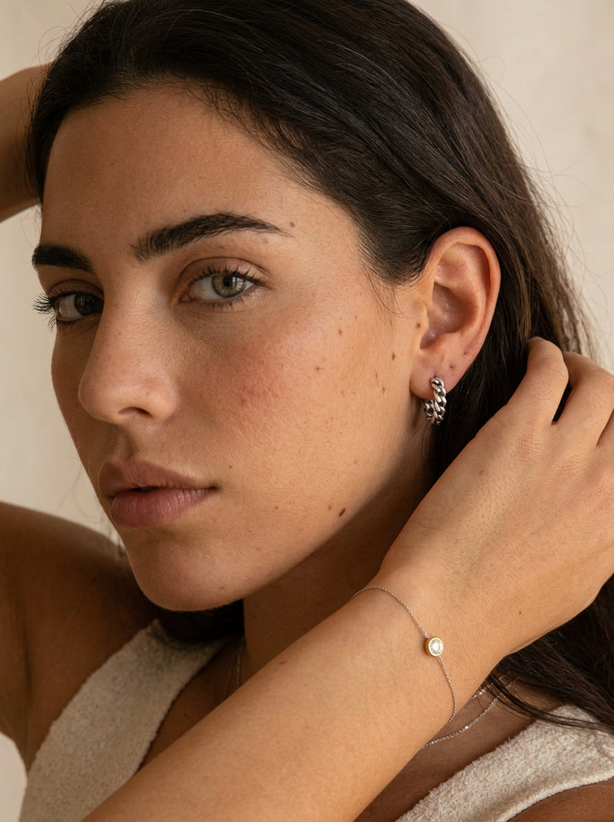 Minimalistischer Silber Ear Cuff – Titanstahl Ohrschmuck
