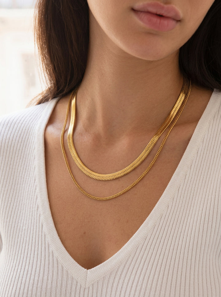 Doppellagige Halskette Gold – Damen Layering Halskette