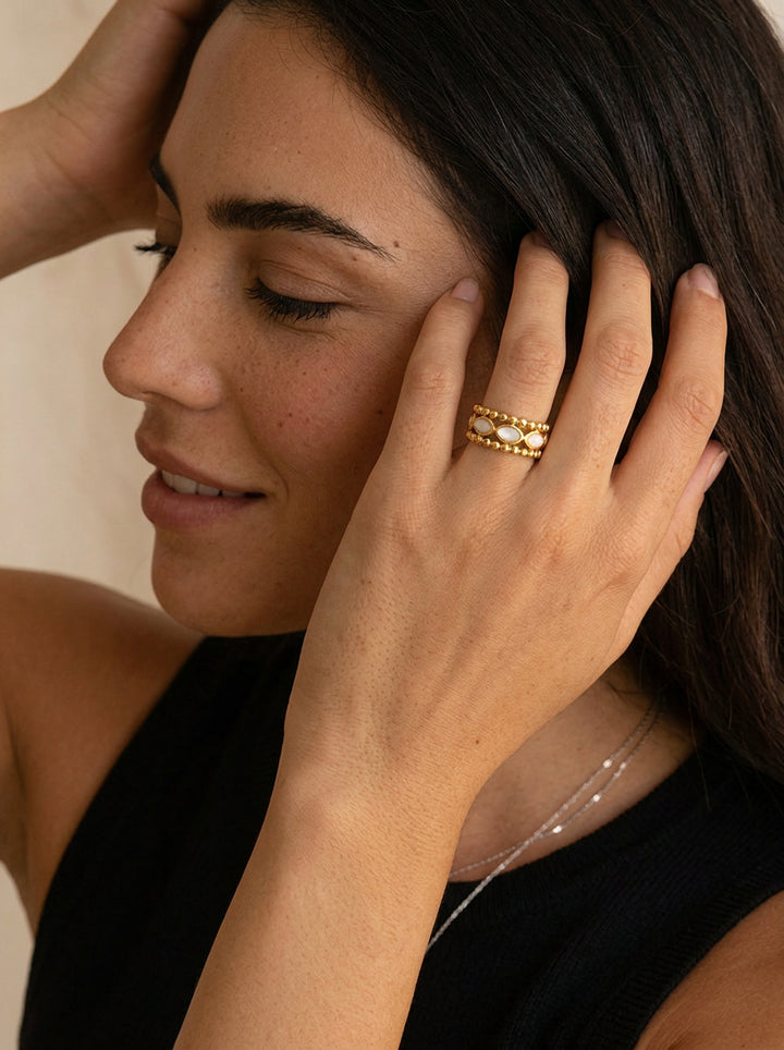 Minimalistischer Ring – Vergoldeter Edelstahl mit stilvollem Emaille-Finish