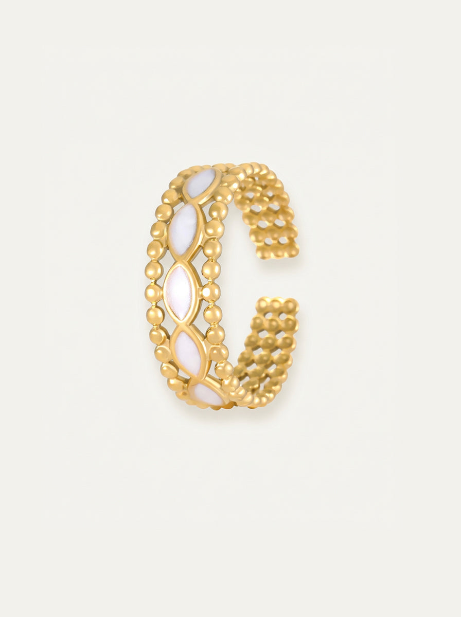 Minimalistischer Ring – Vergoldeter Edelstahl mit stilvollem Emaille-Finish