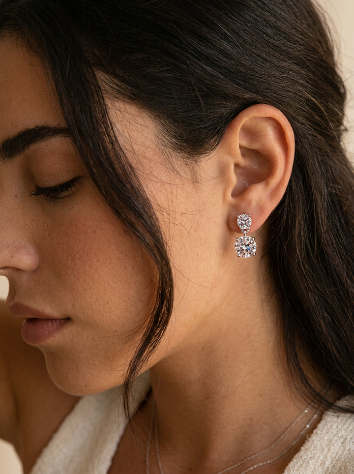 Geometrische Zirkonia Ohrstecker aus 925 Sterling Silber – Minimalistische Ohrringe