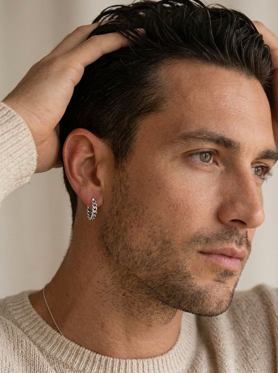 Minimalistischer Ear Cuff – Titanstahl Ohrmanschette Silber