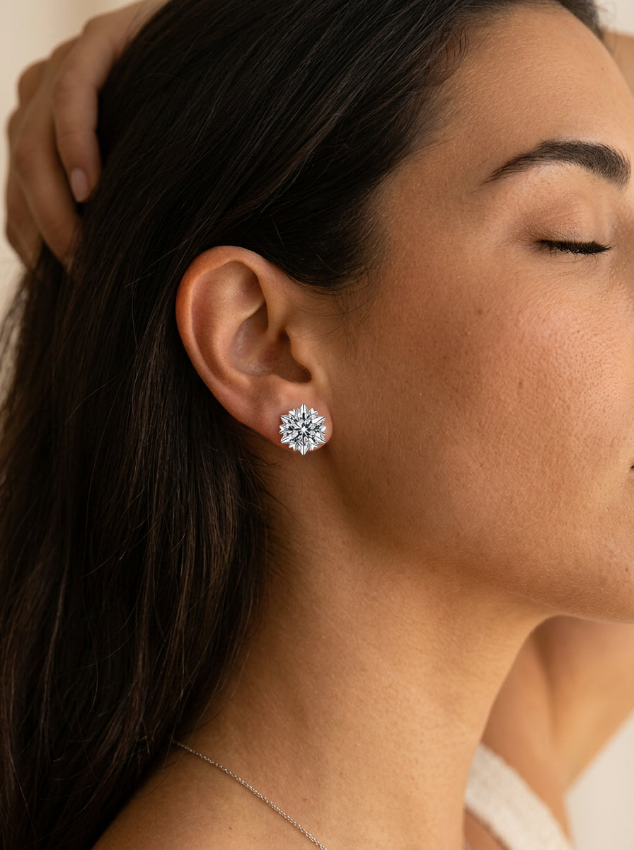 Schneeflocken Zirkonia Ohrstecker aus 925 Sterling Silber – Elegante Ohrringe