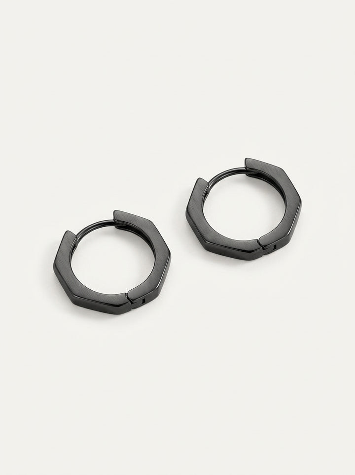 Minimalistischer geometrischer Ear Cuff – Titanstahl Ohrmanschette Schwarz - Unisex