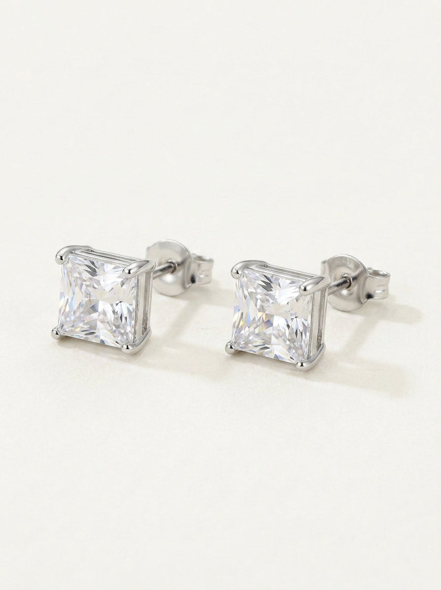 Quadratische & Runde Ohrstecker mit Zirkonia – Edelstahl – Minimalistischer Schmuck -