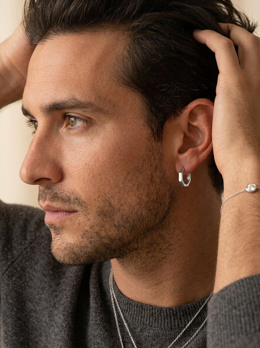 Ear Cuff Silber – Geometrische Titanstahl Ohrmanschette Damen