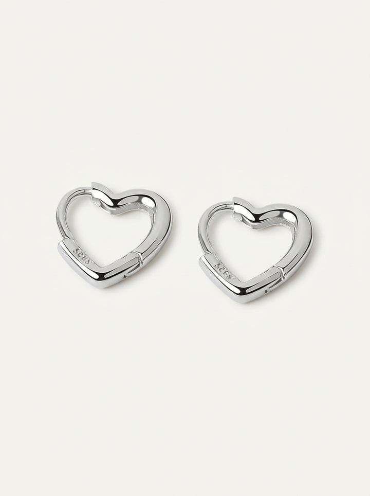 Minimalistische 925 Silber Ohrstecker im Herzdesign - Silber
