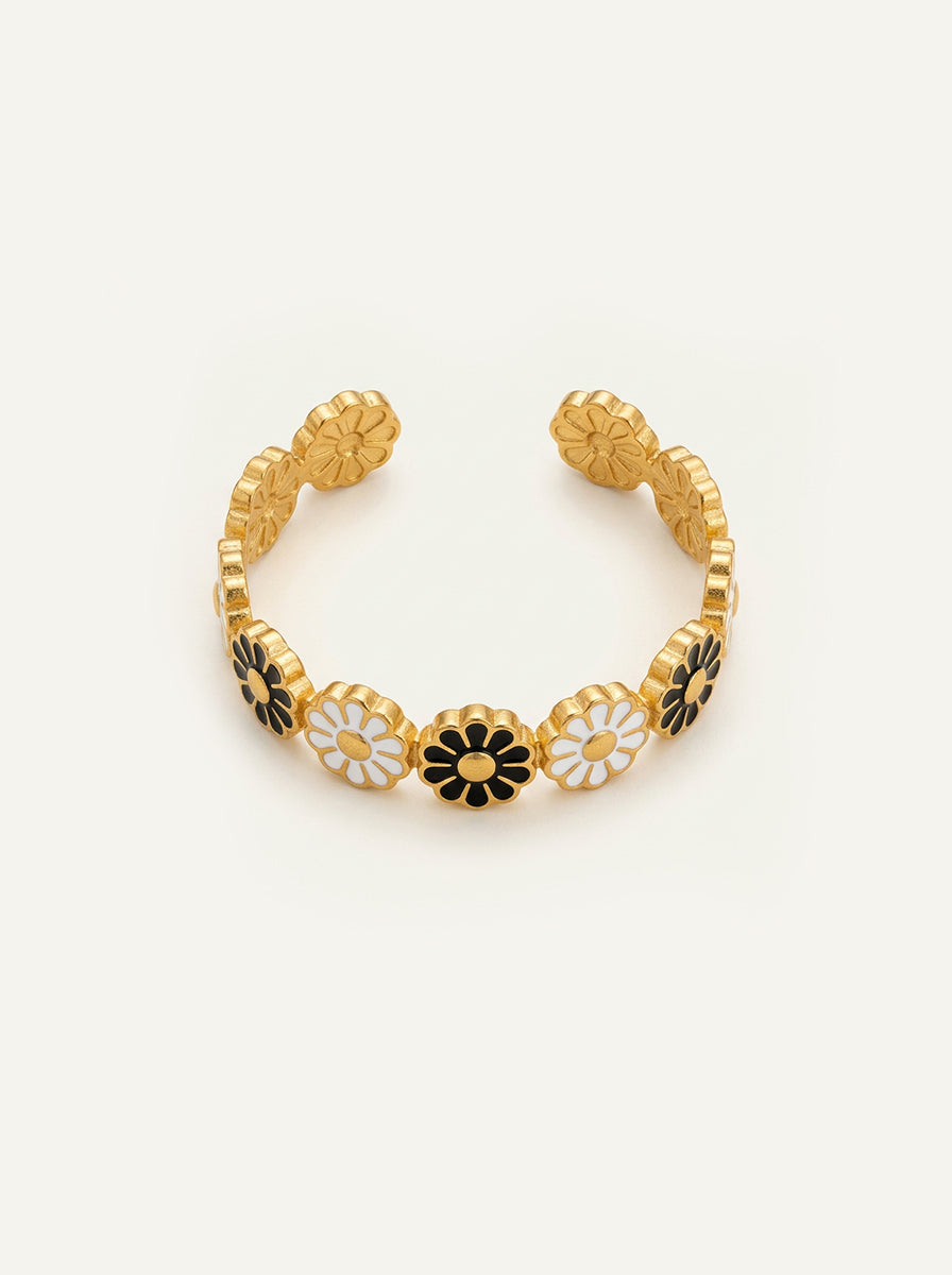 Flower – 18K Gold plattiert mit Emaille und Marmor-Optik, elegantes Design