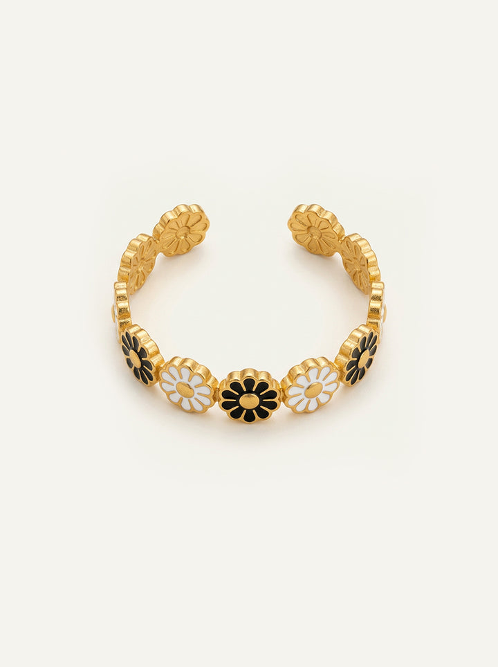 Flower – 18K Gold plattiert mit Emaille und Marmor-Optik, elegantes Design