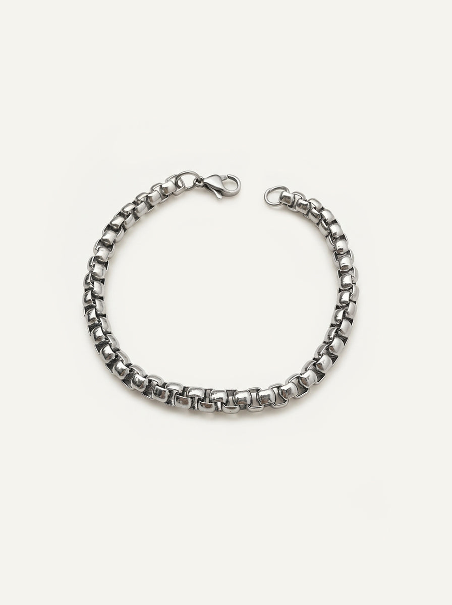 Edelstahl Armband 6,0 – Quadratische Perlenkette, 6 mm Breite