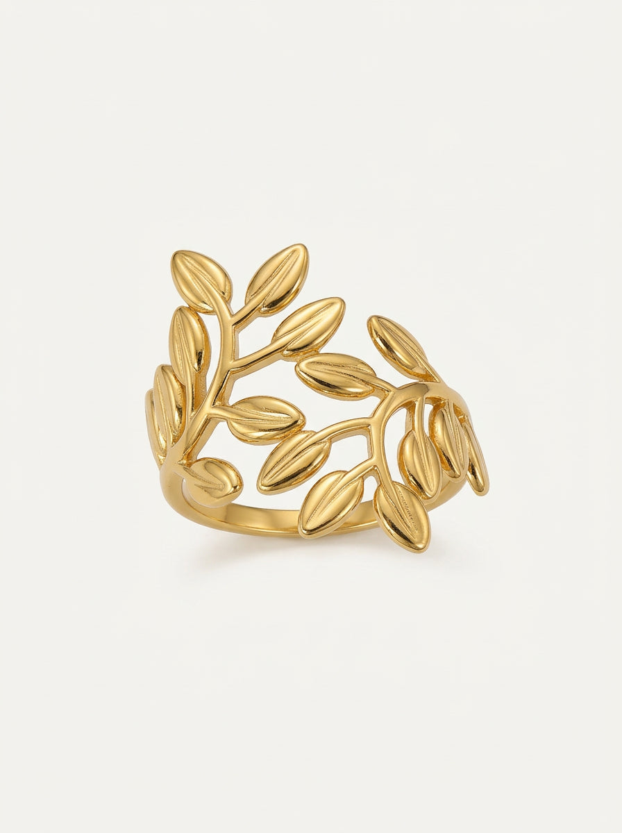 Geometrischer Damenring aus Edelstahl – Offener Ring mit edlem Gold-Finish