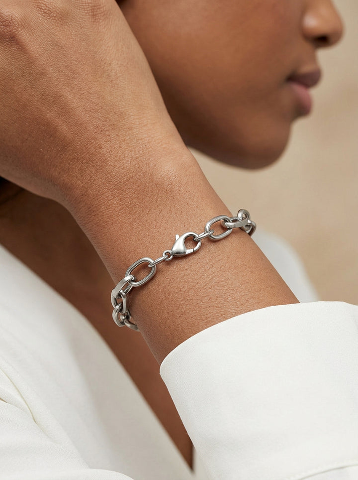 Edelstahl Armband 1,2 – O-förmige Flachkette, ca. 8,5 mm breit, Unisex