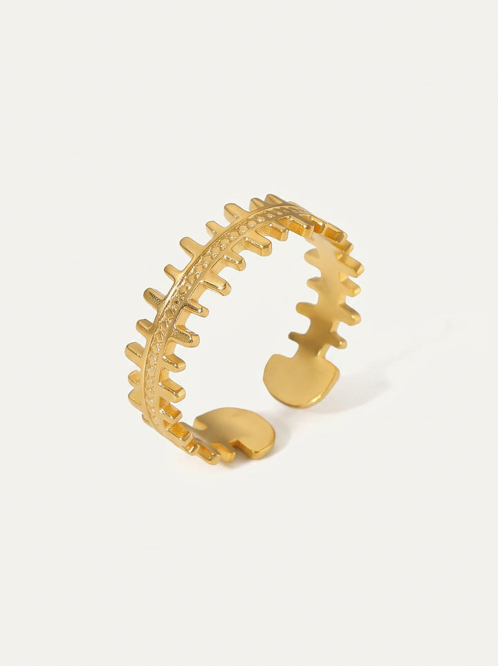 Eleganter offener Ring – Geometrischer Edelstahlring mit Goldbeschichtung
