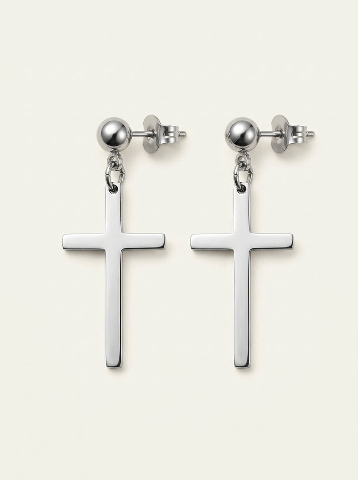 Unisex Kreuz-Ohrringe 925 Silber – Wasserdicht & Hypoallergen