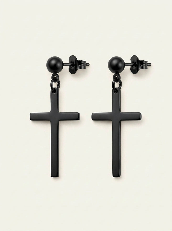 Unisex Kreuz-Ohrringe Schwarz – Edelstahl, Nickelfrei & Modern