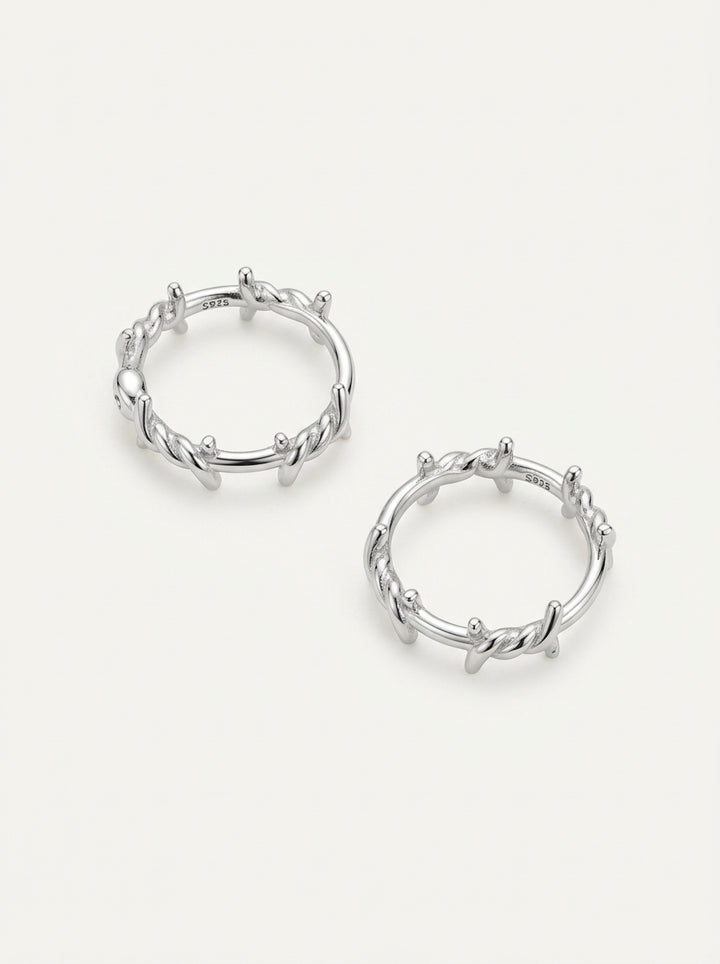 Geometrischer Silber Ear Cuff – Minimal Titanstahl Ohrmanschette